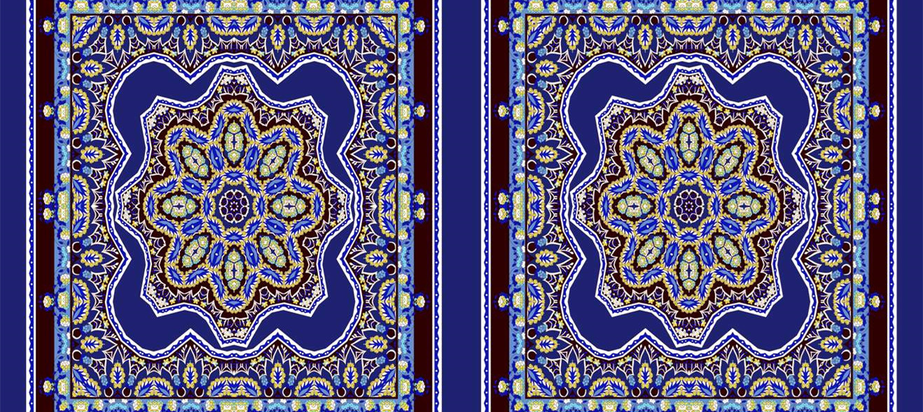 复古蓝调民族风面料印花 高端服装印花设计素材