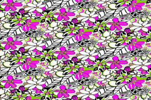 活力紫白花卉服装印花素材 时尚面料设计