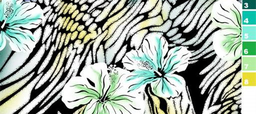 热带花卉面料印花 艺术风格服装图案设计