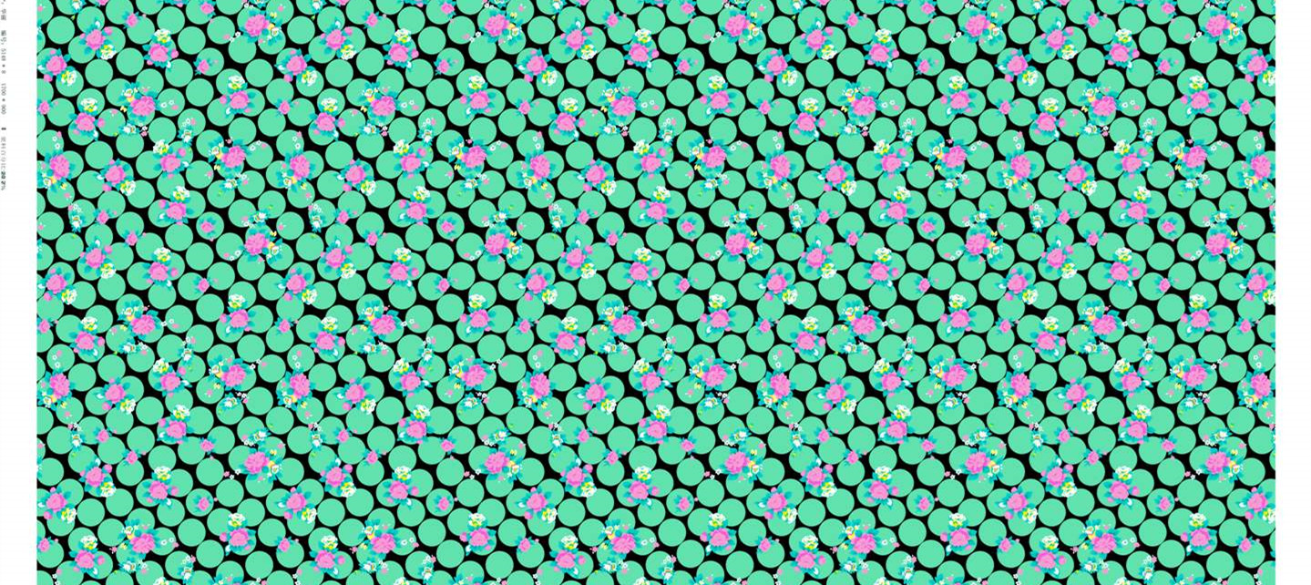 清新绿圆底花卉图案 夏季服装印花素材推荐