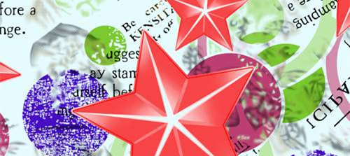 时尚红五星与多彩圆点面料印花素材