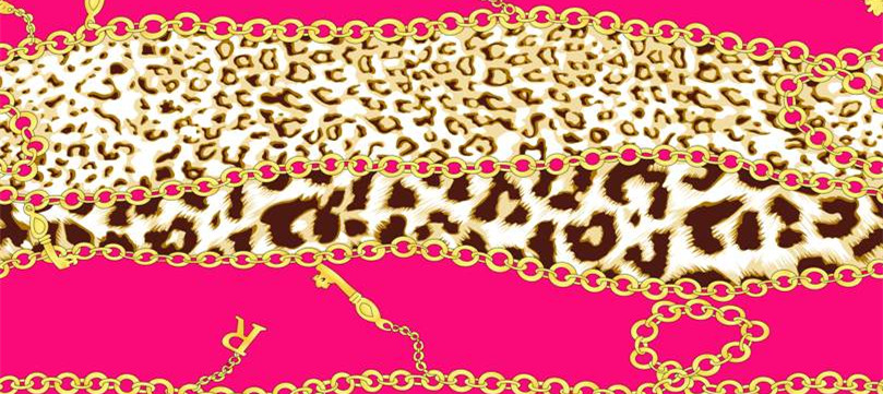 奢华豹纹链条服装印花素材 时尚面料设计