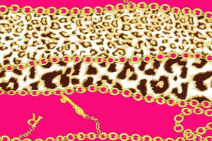 奢华豹纹链条服装印花素材 时尚面料设计