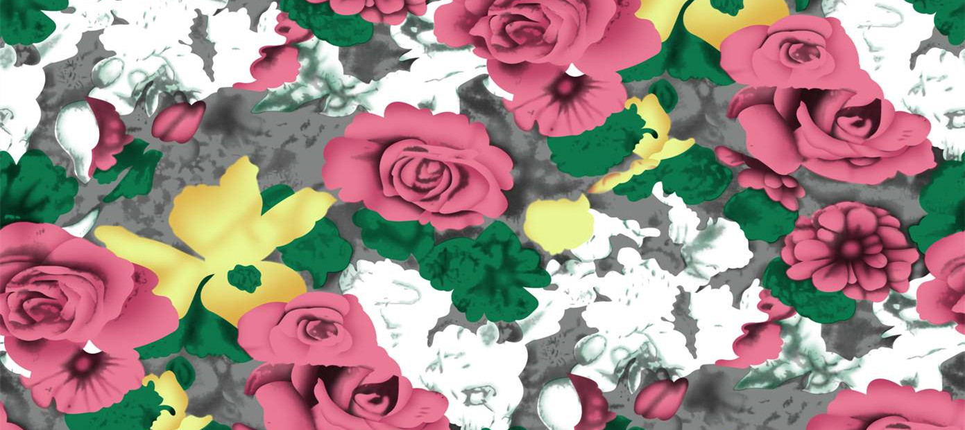 复古花卉图案面料印花 时尚服装印花设计素材