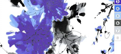 新中式水墨花卉服装印花素材 高端面料印花设计