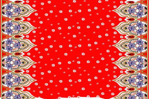 民族风红色花卉面料印花 时尚服装印花素材推荐