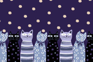 可爱猫咪主题面料印花 创意服装印花素材推荐