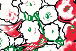 复古手绘风花卉面料印花素材，适用于服装印花设计