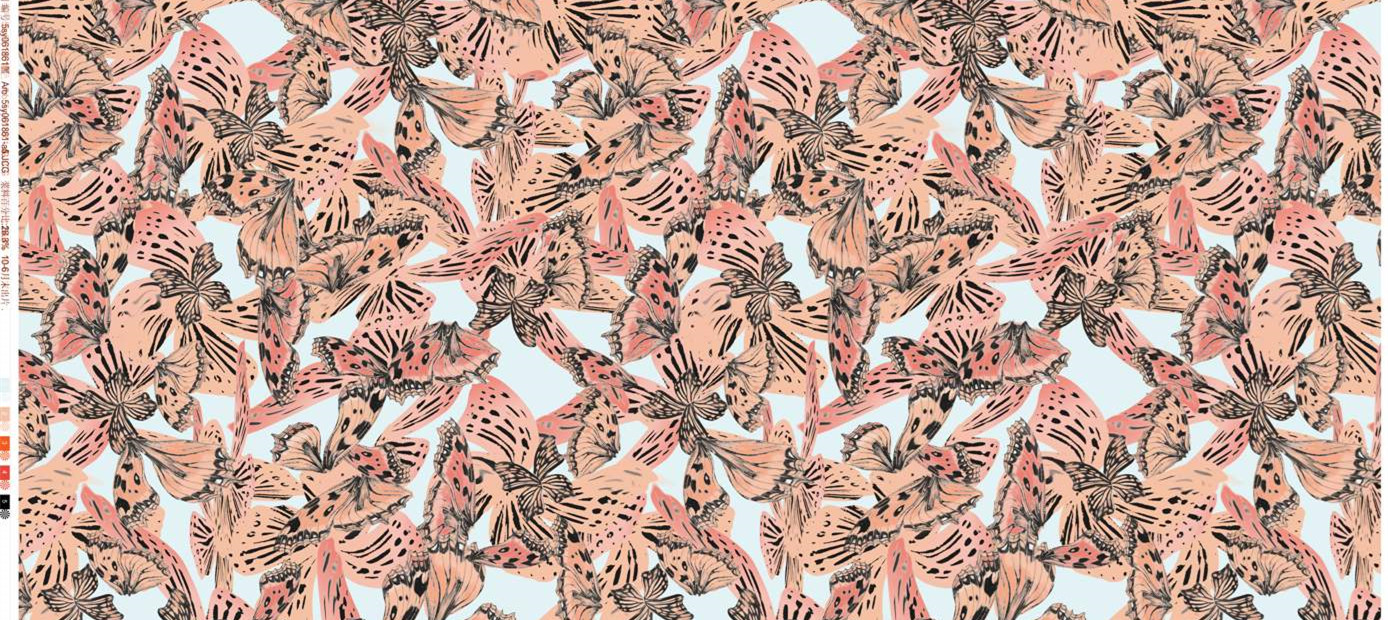 复古风蝴蝶图案面料印花 时尚女装服装印花素材