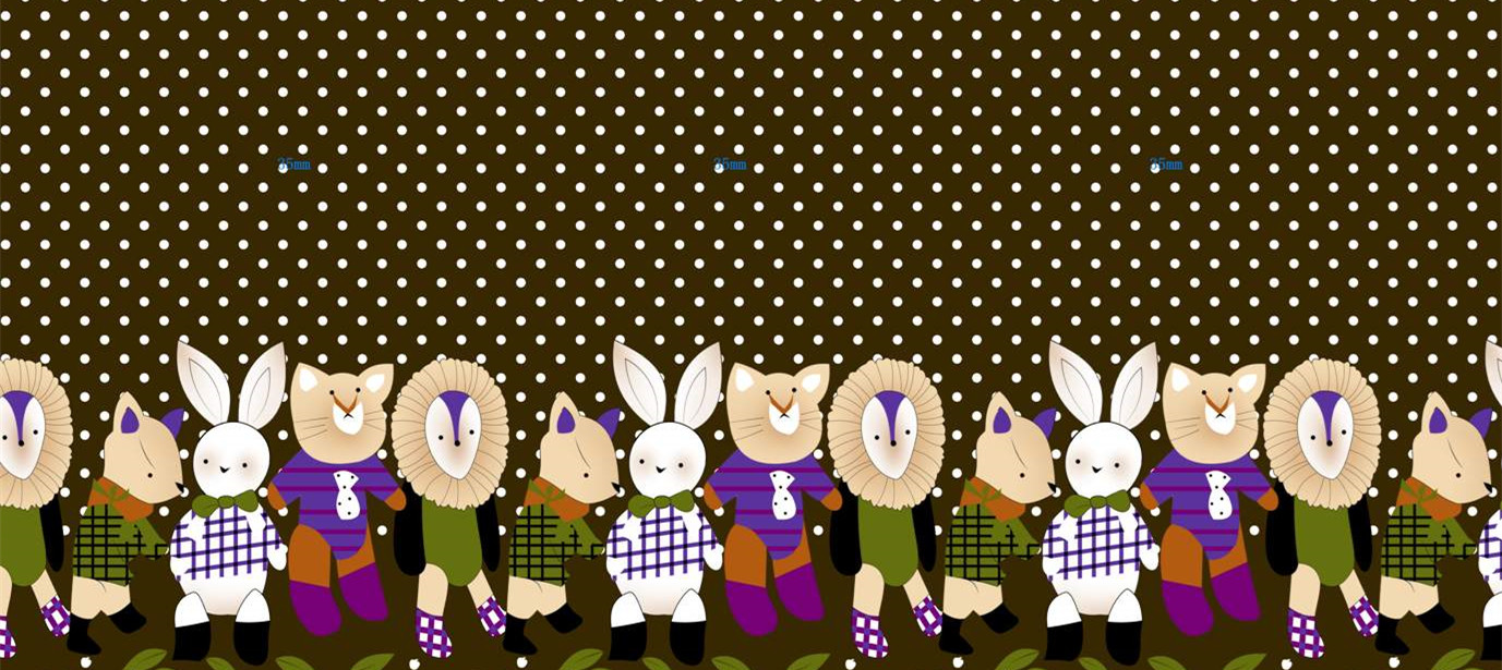 可爱卡通动物波点背景 儿童服装印花面料素材