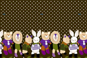 可爱卡通动物波点背景 儿童服装印花面料素材