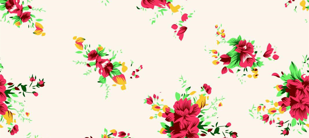 复古红黄花卉面料印花 时尚服装印花素材推荐
