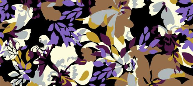 复古抽象花卉面料印花 时尚服装印花素材推荐