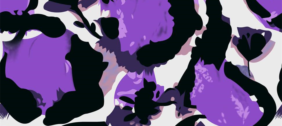 时尚紫色抽象面料印花 服装印花设计素材推荐