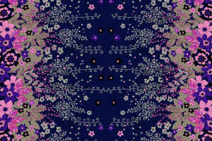 复古紫粉花卉面料印花素材 适合服装印花设计