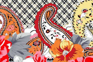 复古佩斯利花卉融合的面料印花设计素材