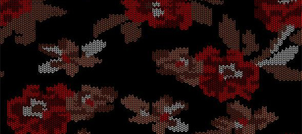 复古针织风花卉面料印花素材