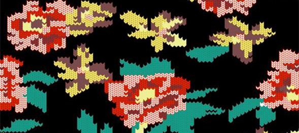 复古像素风花卉面料印花素材 服装印花设计