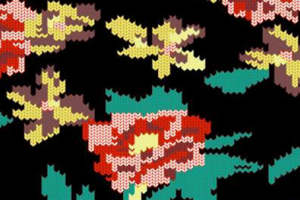 复古像素风花卉面料印花素材 服装印花设计