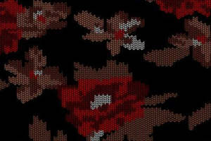 复古针织纹理花卉面料印花素材，适用于秋冬服装