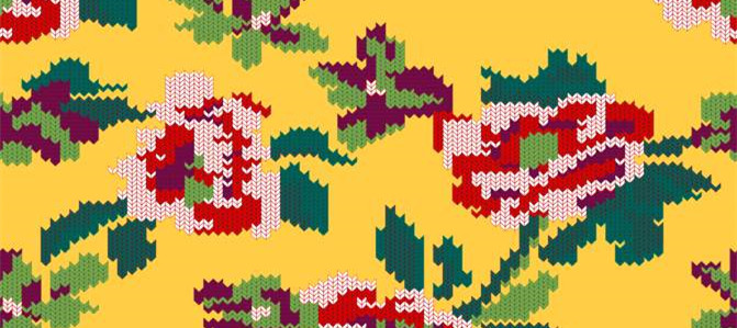 复古针织风花卉图案 时尚服装印花素材推荐