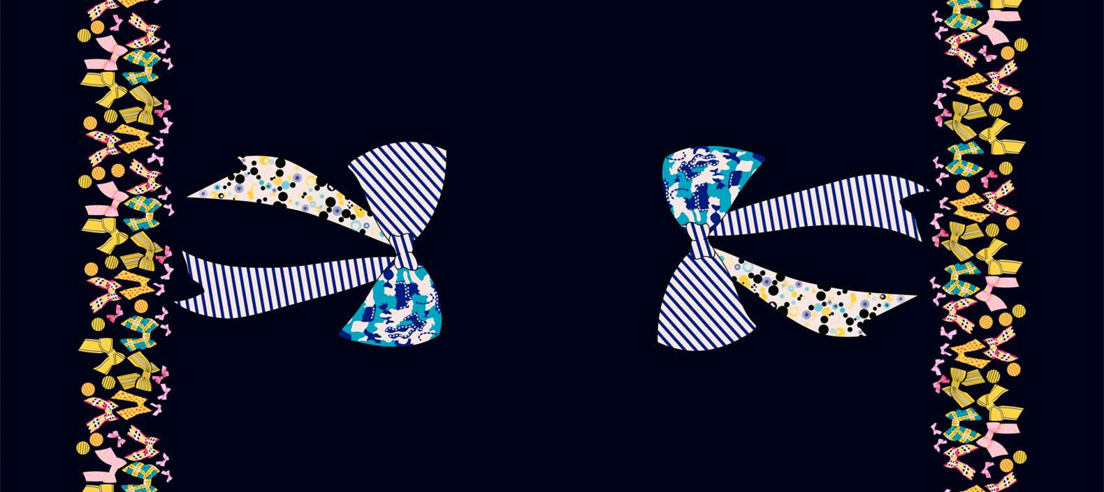 撞色蝴蝶结面料印花素材,打造趣味服装视觉焦点