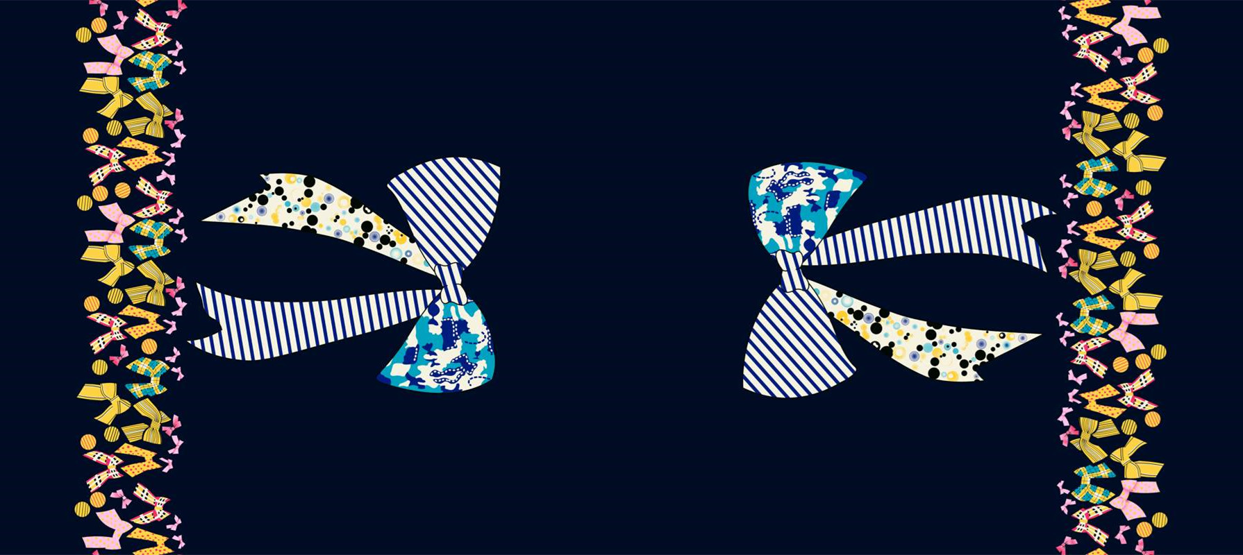 复古撞色蝴蝶结面料印花素材,时尚服装印花设计灵感