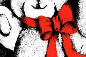 复古点阵风卡通熊 红色蝴蝶结 服装印花素材