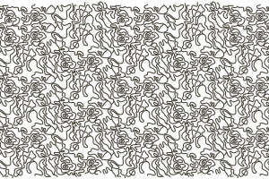 抽象点线交织的面料印花设计，适用于时尚服装印花素材