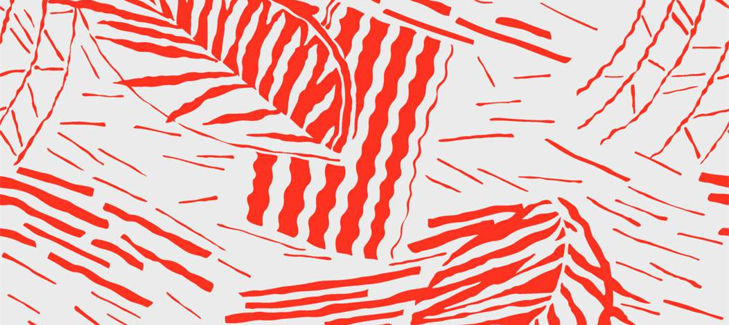 时尚手绘风红色条纹面料印花素材