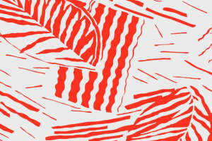 时尚手绘风红色条纹面料印花素材