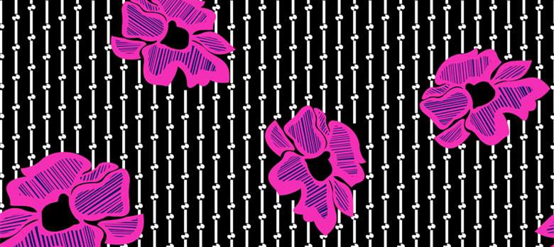 时尚紫色花卉面料印花 服装印花设计素材推荐