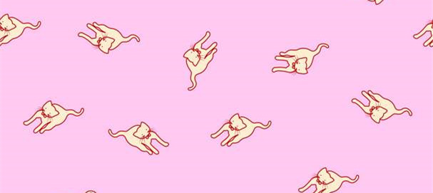 可爱猫咪图案 粉色系面料印花素材 适合服装印花设计