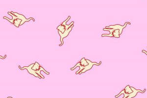 可爱猫咪图案 粉色系面料印花素材 适合服装印花设计