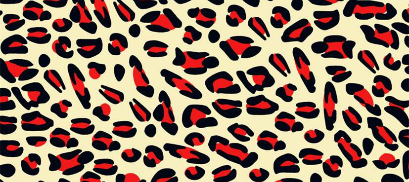 时尚红黑豹纹面料印花素材