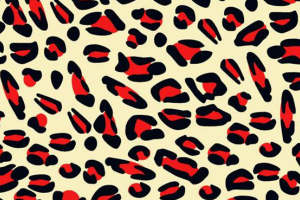 时尚红黑豹纹面料印花素材