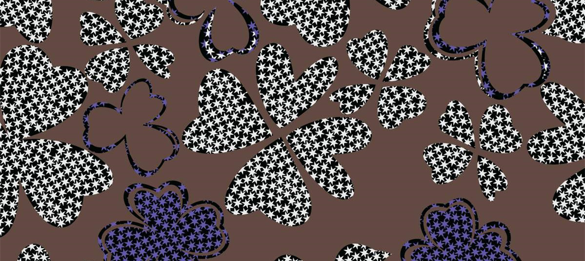 复古花卉纹理 黑白星星点缀 服装印花素材