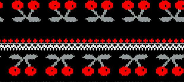 复古像素风樱桃图案 服装印花面料设计素材