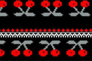 复古像素风樱桃图案 服装印花面料设计素材