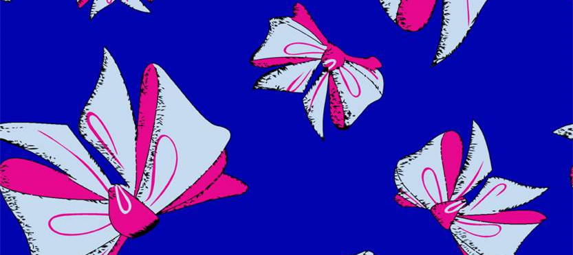 复古蝴蝶结面料印花 时尚服装印花素材推荐