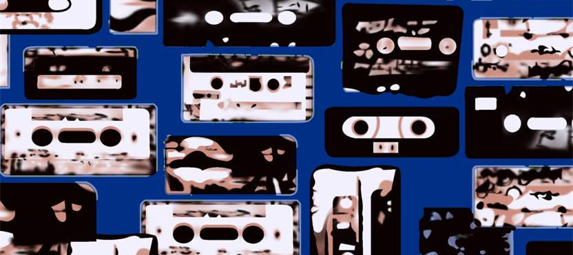 复古磁带图案服装印花素材,经典设计点缀时尚面料