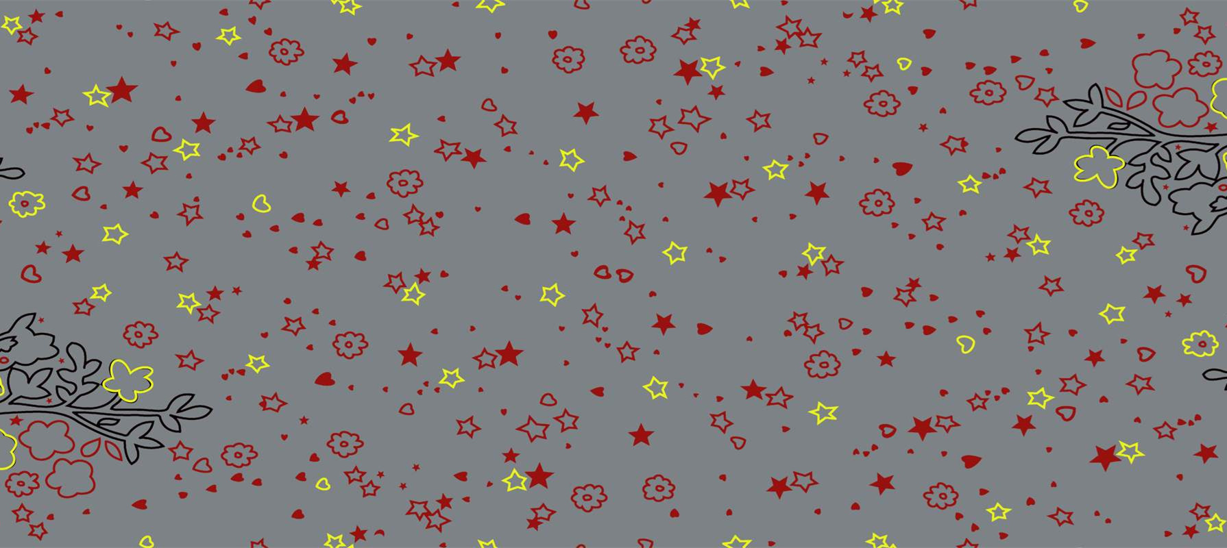 复古红黄星花图案 时尚面料印花素材推荐