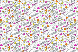 时尚爱心字母印花面料 夏季服装印花素材推荐