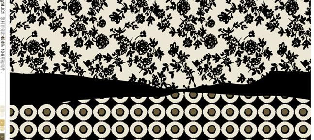 复古花卉与几何圆点结合的面料印花设计素材