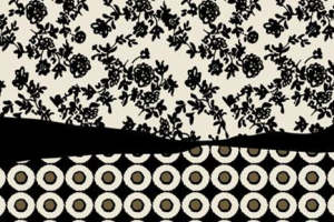 复古花卉与几何圆点结合的面料印花设计素材