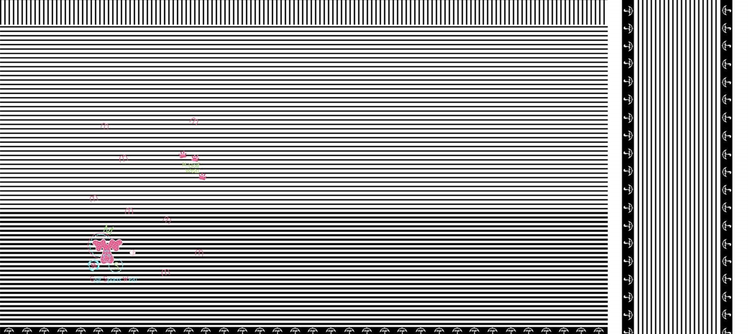 简约条纹与装饰元素的面料印花素材,适用于服装印花设计