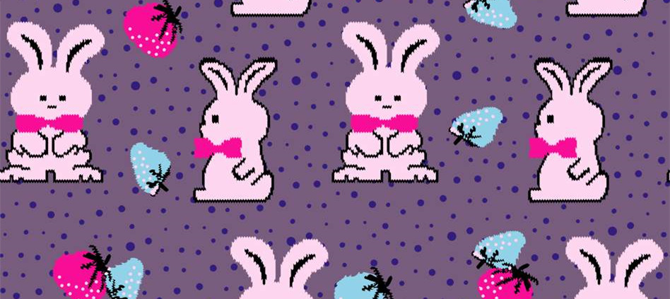 可爱兔子草莓面料印花 儿童服装印花素材推荐