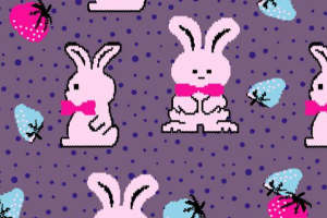 可爱兔子草莓面料印花 儿童服装印花素材推荐