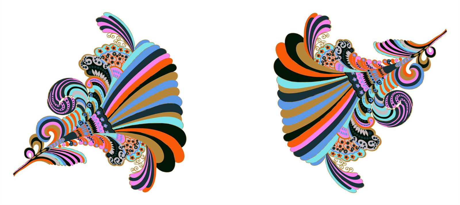 绚丽抽象蝴蝶纹样 高端面料印花设计素材