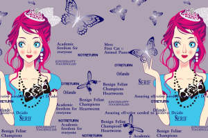 梦幻少女卡通蝴蝶面料印花素材 时尚服装印花设计